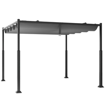 Gray 120-in L x 120-in W x 90-in H Outdoor Pergola with Retractable Canopy and Metal Columns Model BL-HYA1860GR
