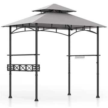 Gray 98.4-in L x 96-in W x 60-in H Outdoor Grill Gazebo with Side Shelves and Hanging Hooks Model BL-HYA1862GR