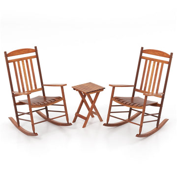 Natural 3piece Outdoor Poplar Wood Rocking Bistro SetNatural 43-in L x 34-in W x 27-in H