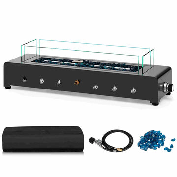 Portable Mini Fireplace with Wind Guard and Stainless Steel Burne