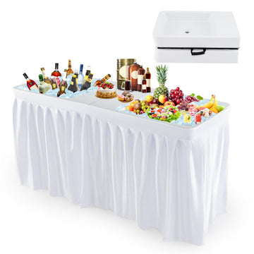 White Folding Ice Cooler Table with Double Sinks 59-in L x 31-in W x 24.0-in H