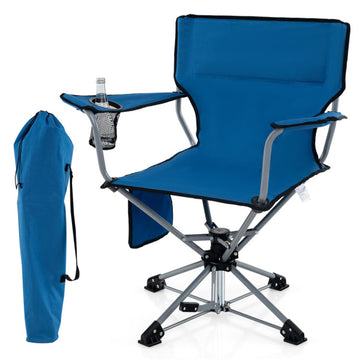 Blue 360-Degree Swivel Hunting Chair 35.0-in L x 32.0-in W x 21.0-in H with Cup Holders