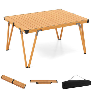 Brown Folding Camping Picnic Table with Storage Bag 37-in L x 27-in W x 19.0-in H Waterproof Desktop