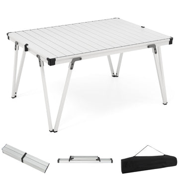 Silver Folding Camping Picnic Table with Storage Bag 37-in L x 27-in W x 19.0-in H Waterproof Desktop