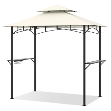 Beige 100.8-in L x 96-in W x 60-in H Outdoor Grill Gazebo with Side Shelves and Hanging Hooks Model BL-HYA2041BE