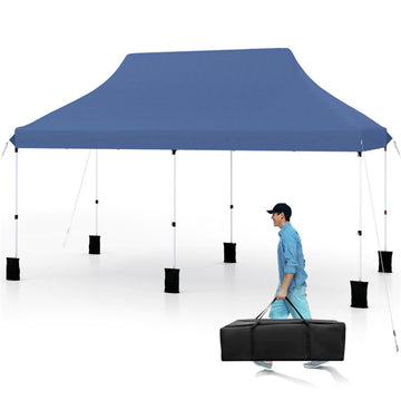 Blue Pop Up Canopy Tent 120-in W x 240-in D x 84-in H