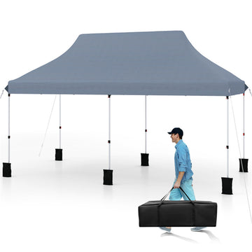 Gray Pop Up Canopy Tent 120-in W x 240-in D x 84-in H