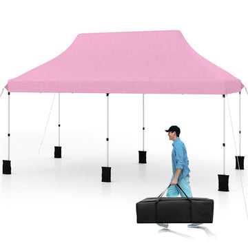 Pink Pop Up Canopy Tent 120-in W x 240-in D x 84-in H