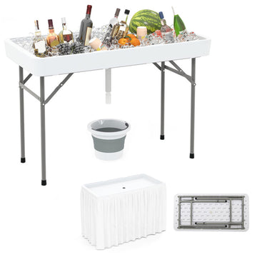White Portable Ice Cooler Folding Table with Sink 46-in L x 32-in W x 24.0-in H