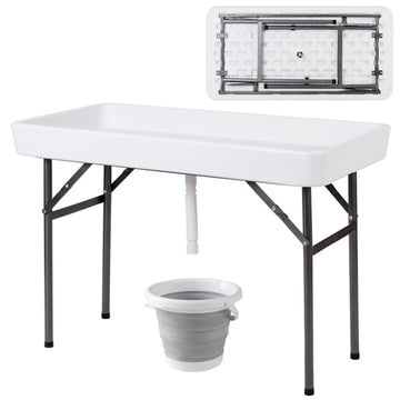 White Folding Patio Table 475in L x 325in W x 240in H