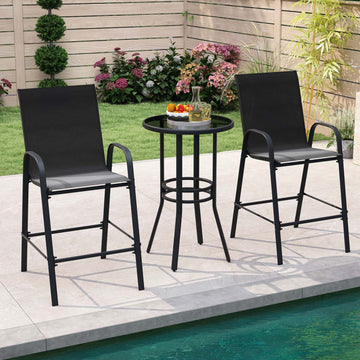 Durable Fabric Bar Stools with Ergonomic High Backrest