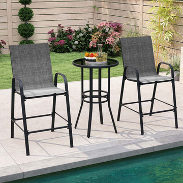 Durable Fabric Bar Stools with Ergonomic High Backrest