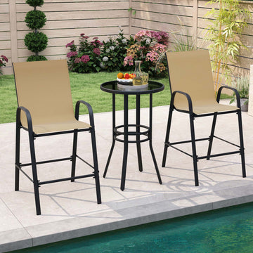 Durable Fabric Bar Stools with Ergonomic High Backrest