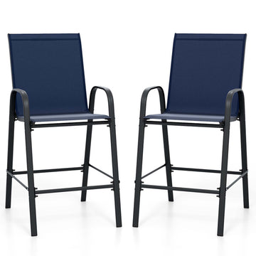 Durable Fabric Bar Stools with Ergonomic High Backrest