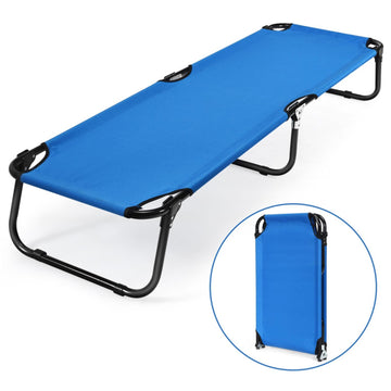 Blue Outdoor Military Folding Camping Cot 75 in L x 22 in W x 12 in H 12 lb for Camping