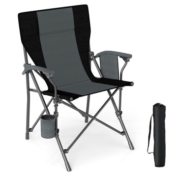 Gray Folding Camping Chair 35.0-in L x 25.0-in W x 23.5-in H with Cup Holders
