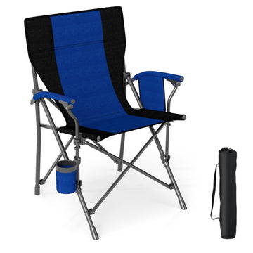 Navy Blue Folding Camping Chair 35.0-in L x 25.0-in W x 23.5-in H with Cup Holders