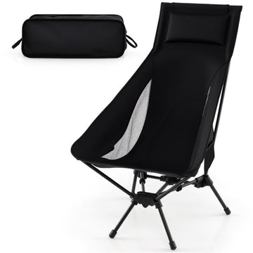 Black Folding Camping Chair 39.0-in L x 33.0-in W x 24.0-in H