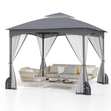 Gray Heavyduty Patio Gazebo 120-in W x 120-in D x 84-in H
