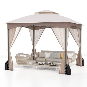 Khaki Heavyduty Patio Gazebo 120-in W x 120-in D x 84-in H