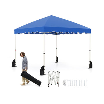 Blue Foldable Pop Up Canopy Tent 120-in W x 120-in D x 84-in H