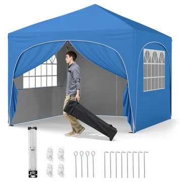 Blue Pop Up Canopy Tent 120-in W x 120-in D x 84-in H