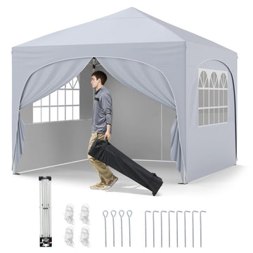 White Pop Up Canopy Tent 120-in W x 120-in D x 84-in H