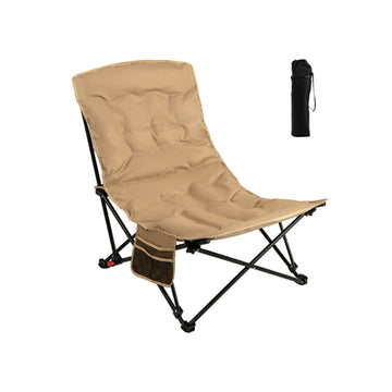 Khaki Folding Camping Chair 43.5-in L x 29.0-in W x 26.5-in H with Carrying Bag and Adjustable Backrest