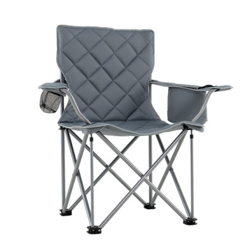 Gray Oversized Folding Camping Chair 40.0-in L x 38.0-in W x 21.5-in H with Cup Holders