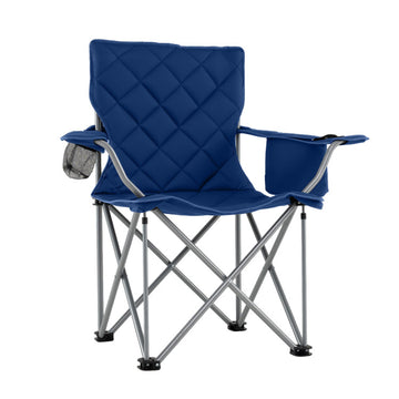 Navy Blue Oversized Folding Camping Chair 40.0-in L x 38.0-in W x 21.5-in H with Cup Holders