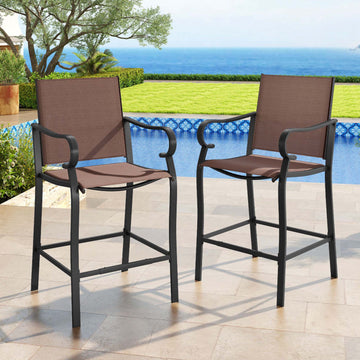Set of 2 Fabric Bar Stools with 105° Backrest and Footrest
