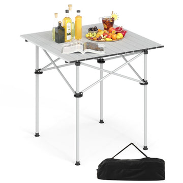 Silver Folding Camping Patio Table 280in L x 280in W x 275in H