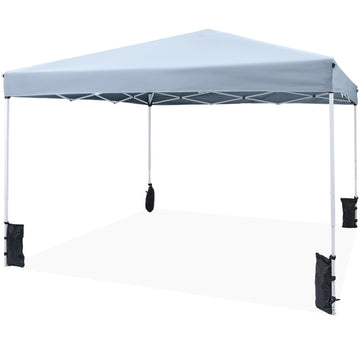 Gray 120-in W x 120-in D x 98.4-in H Pop up Canopy Tent with Carrying Bag with Sandbags