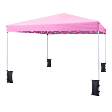 Pink 120-in W x 120-in D x 98.4-in H Pop up Canopy Tent with Carrying Bag with Sandbags