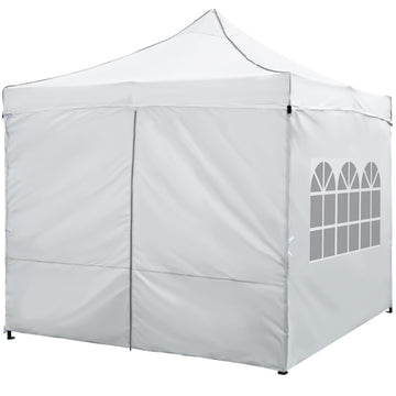 White 128.4-in W x 120-in D x 120-in H Pop up Canopy Tent with Sidewalls with Carrying Bag