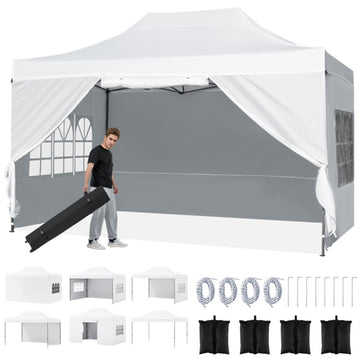 White 168-in W x 120-in D x 127.2-in H Pop up Canopy Tent
