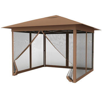 Coffee 120-in W x 120-in D x 105.6-in H Pop up Canopy Tent