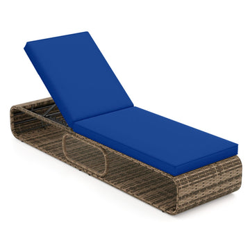 Navy 7Position Adjustable PE Rattan Outdoor Chaise Lounge Chair 73.0in L x 34.0in W x 25.5in H