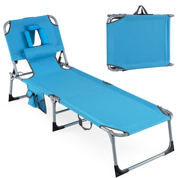 Navy Tanning Chair with Face Arm Holes Folding Chair 76.0in L x 31.5in W x 24.0in H