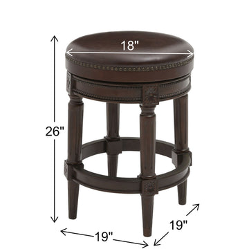 26 Inch Counter Height Backless Wood Swivel Barstool with Rounded Seat