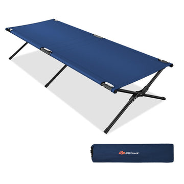 Blue Folding Camping Cot Bed 74 in L x 39 point 5 in W x 26 point 5 in H 13 lb for Camping