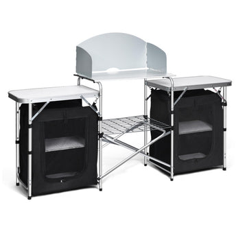 Black Folding Camping Storage Patio Table 680in L x 435in W x 190in H