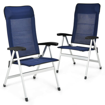 Blue 2Pcs Patio Dining Chair with Adjustable Recline 47.5-in x 47.0-in x 24.0-in 21.61-lb