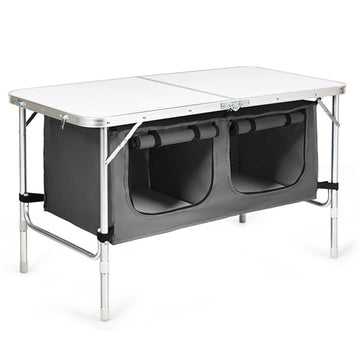 Gray Folding Camping Height Adjustable Patio Table 575in L x 280in W x 240in H