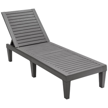 Gray Outdoor Chaise Lounge Chair with 5 Positions Adjustable BackrestGrey 75.0in L x 33.0in W x 23.0in H