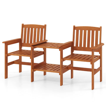Brown 2Seater Outdoor Patio Furniture Set with 157 Inch Umbrella Hole 63-in L x 35-in W x 25-in H