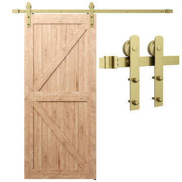 6.6 ft./79 in. Gold Sliding Barn Door Track and Hardware Kit with I-Shape Hanger For Single Door