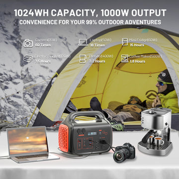 1000W Portable Power Station High Capacity Backup Power for Home RV and Emergency