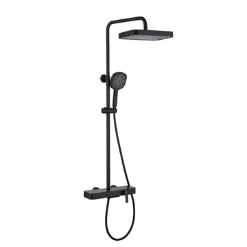 Matte Black 2-in-1 Tub and Shower Faucet Set with 10-in Square Rain Shower Head