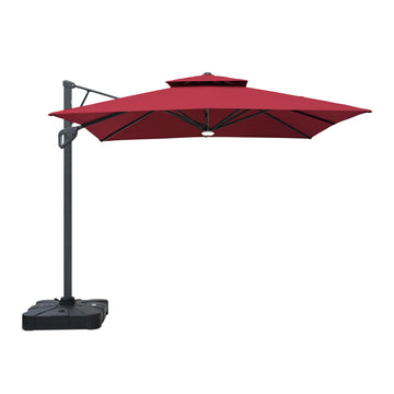 Boyel Living 10ft Aluminum and Steel Cantilever LED Outdoor Patio Umbrella With Base